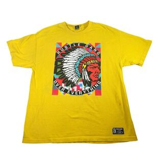 Hustle Gang Over Everything Mens XL Yellow Graphic T-Shirt Streetwear Trap T.I.